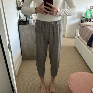 Babaton Plaid Tapered Pull-On Trousers | Elastic Waist